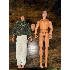 2 LOT 1995 Hasbro Pawtucket/12 Power Team Action Army Tan Green Figure Movable